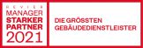 Rotes Logo Revier Manager Starker Partner 2021 "Die größten Gebäudedienstleister"
