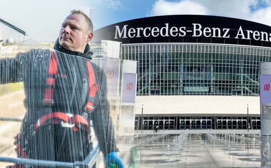 Rudolf Weber reinigt seit September 2022 die Mercedes-Benz Arena in Berlin.