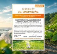 Die Urkunde von Deiss belegt, dass Rudolf Weber Gebäudedienste auch 2025 klimafreundliche Müllbeutel einsetzte.